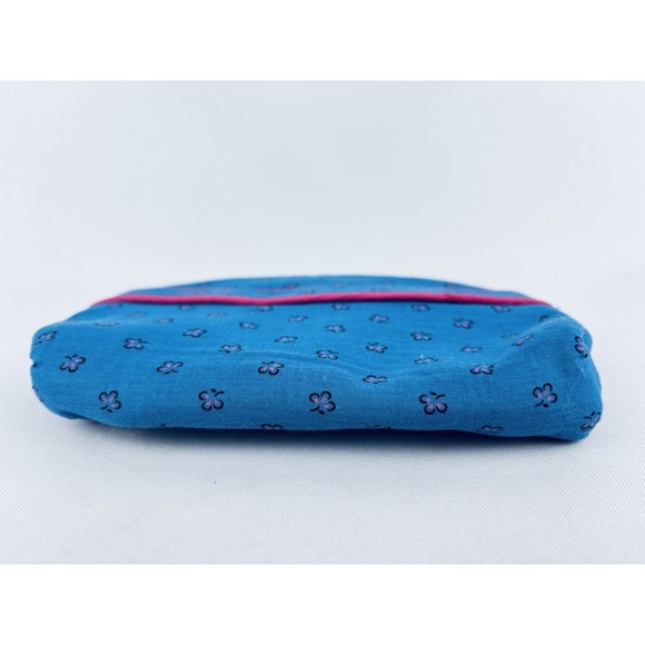 Vintage Lillian‎ Vernon Cosmetic Makeup Bag Blue Pink Floral 1980's Retro - Picture 4 of 12